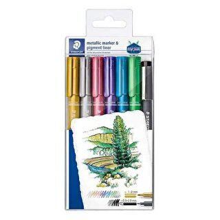 Staedtler 8323 Metalik Markör 6Lı+Siyah Set - 1
