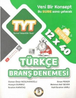 Süre Yayınları TYT Türkçe 12x40 Branş Denemesi - 1