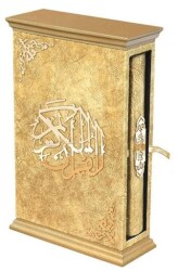 Taç Serisi Kadife Kaplamalı Ahşap Muhafazalı Kutu + Orta Boy Arapça Kadife Kuran + Taşıma Çantası He - Furkan Neşriyat