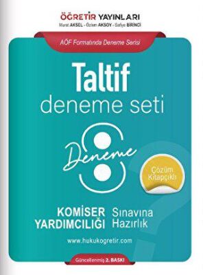 Öğretir Yayınları Taltif Komiser Yardımcılığı Sınavına Hazırlık Deneme Seti - 1