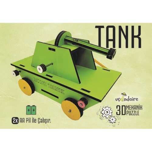 Tank Mekanik 3D Puzzle Ahşap Eğitici Oyuncak