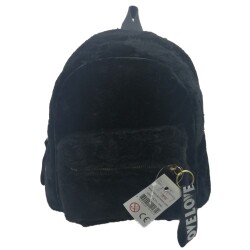 Taros Siyah Peluş Sırt Çantası - 4