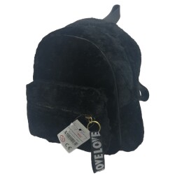 Taros Siyah Peluş Sırt Çantası - 3