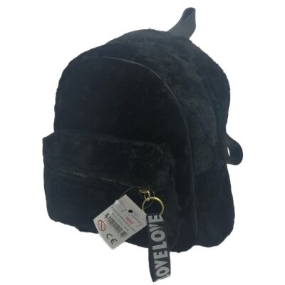 Taros Siyah Peluş Sırt Çantası - 2