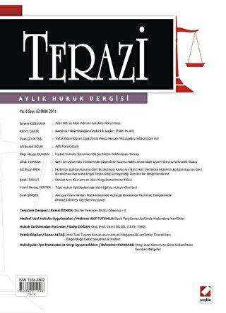 Terazi Aylık Hukuk Dergisi Sayı: 62 Ekim 2011