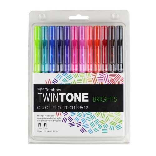Tombow Twın Tone Dual-Tip G.Kalemi Seti Brights Parlak Renkler 12 Renk