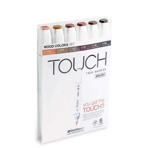 Touch Twin Brush Marker Set 6Lı Ahşap Tonları
