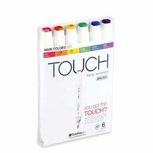 Touch Twin Brush Marker Set 6Lı Ana Renkler