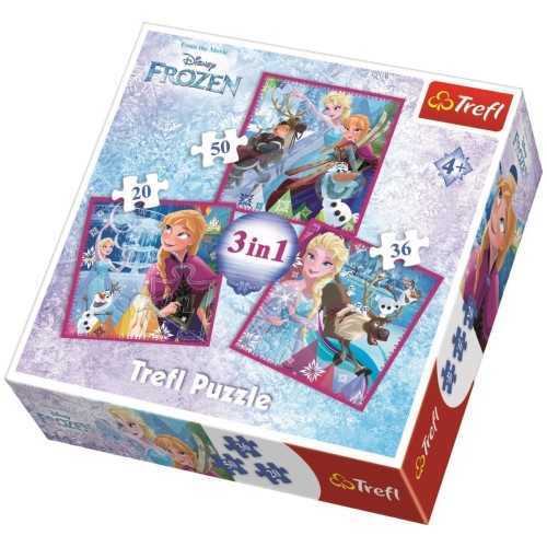 Trefl Puzzle 106 Parça 3 in 1 Frozen Winter Magic