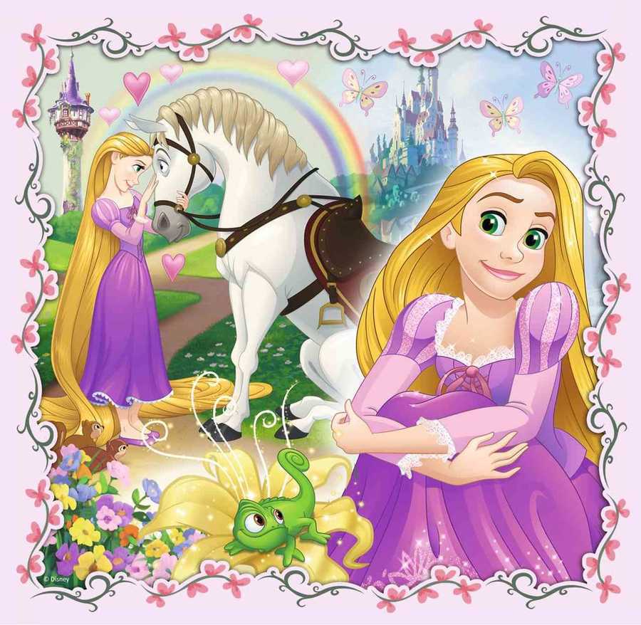 Trefl Puzzle 106 Parça 3 in 1 Rapunzel Aurora and Ariel
