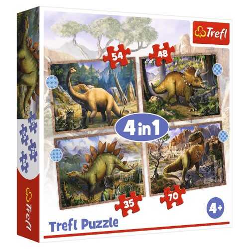 Trefl Puzzle Çocuk 4ın1 Interesting Dinosaurs