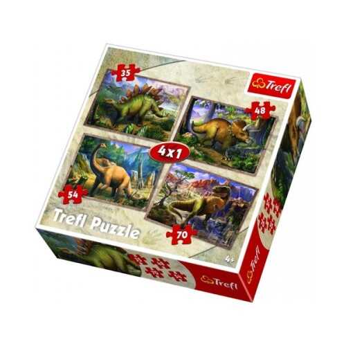 Trefl Puzzle 207 Parça 4 in 1 Dinosaurs