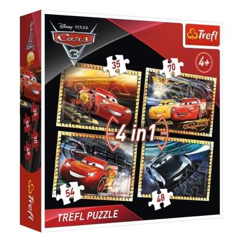 Trefl Puzzle 4in1 35+48+54+70 Parça Ready To Race  Disney Cars 3