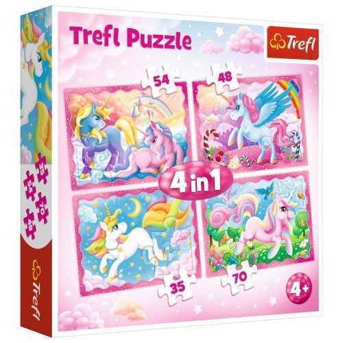 Trefl Puzzle Çocuk 207 Parça 4in1 The Magical World of Unicorns