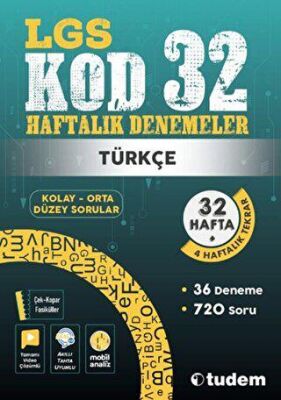 Tudem Yayınları - Bayilik 8. Sınıf Türkçe Kod 32 Haftalık Denemeleri - 1