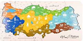 Türkiye Haritası Osmanlıca Ahşap Yapboz