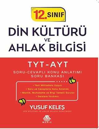 Meriç Yayınları TYT-AYT 12. Sınıf Din Kültürü ve Ahlak Bilgisi Soru Cevaplı Konu Anlatımı Soru Bankası