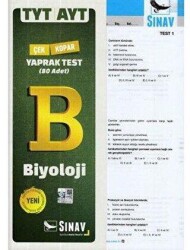 TYT AYT Biyoloji Yaprak Test - Sınav Yayınları