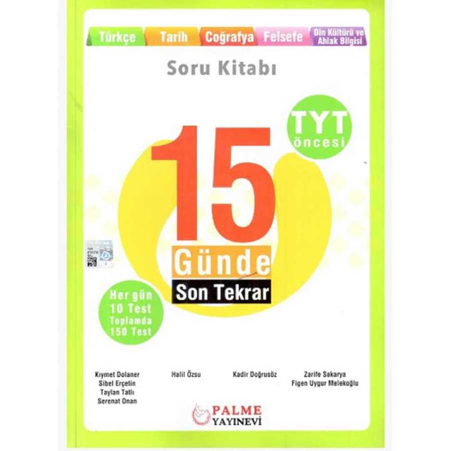 Palme Yayıncılık - Bayilik Palme YKS TYT Öncesi 15 Günde Son Tekrar Türkçe Tarih Coğrafya Felsefe Din - 1