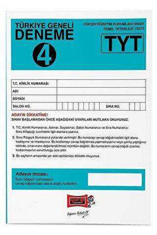 Yargı Yayınevi TYT Türkiye Geneli Deneme 4 - Yargı Yayınevi