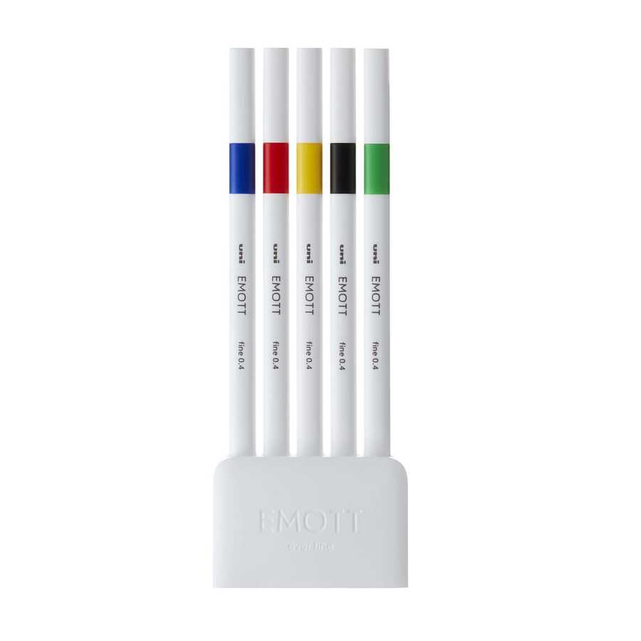 Uni Emott 0.4 Fine Akrilik Uçlu Kalem 5Li Canlı Renk