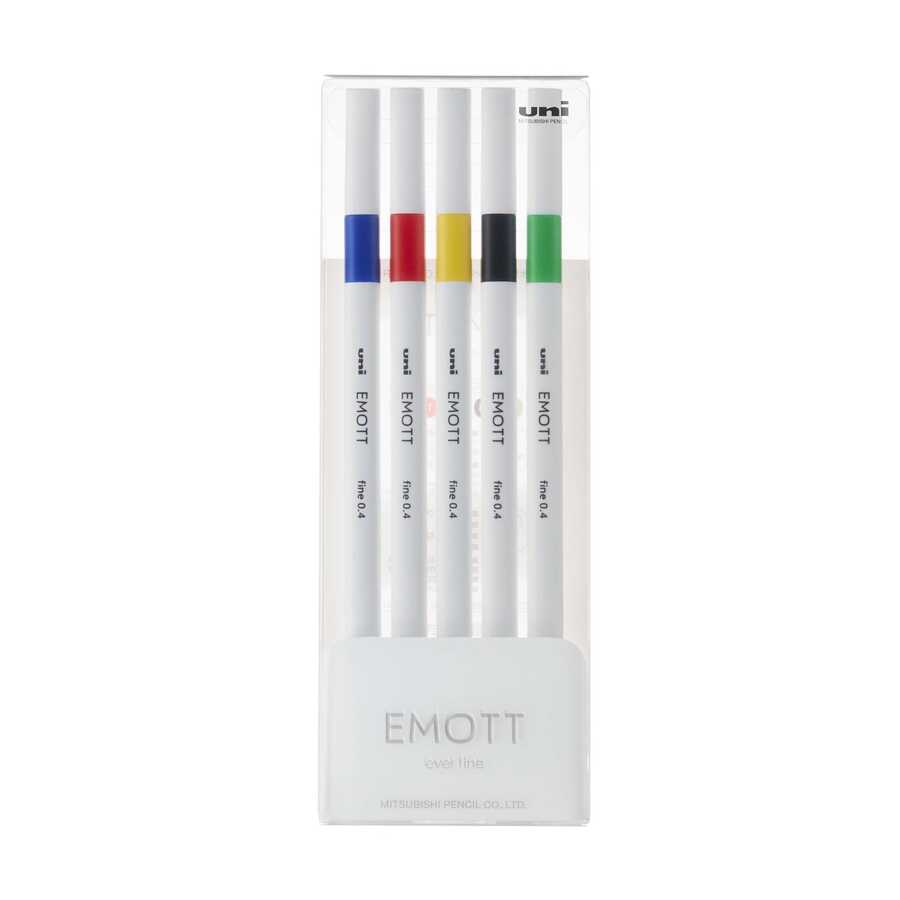 Uni Emott 0.4 Fine Akrilik Uçlu Kalem 5Li Canlı Renk