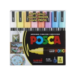 Uni Posca 1.8-2.5 Su Bazlı Poster Markörü Sotf Renk 8Li PC-5M-8C - 1