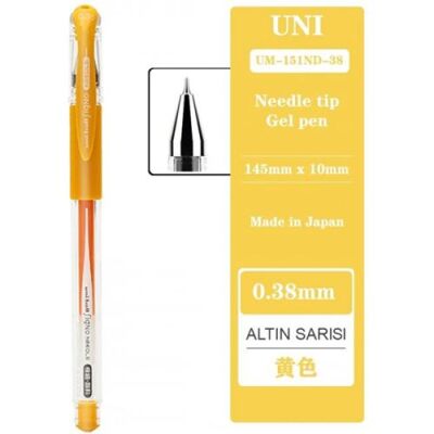 Uniball Signo Needle 0.38 İğne Uçlu Jel Kalem Altın Sarı - 2