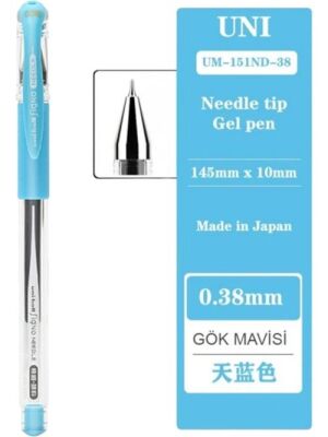 Uniball Signo Needle 0.38 İğne Uçlu Jel Kalem Gök Mavi - 2