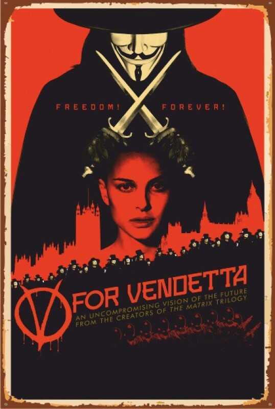 V For Vendetta Retro Vintage Ahşap Poster