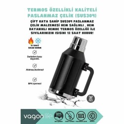 Vagonlife VGN1004 1200 ML Çelik Termos Siyah - 3