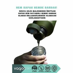 Vagonlife VGN1004 1200 ML Çelik Termos Yeşil - 4