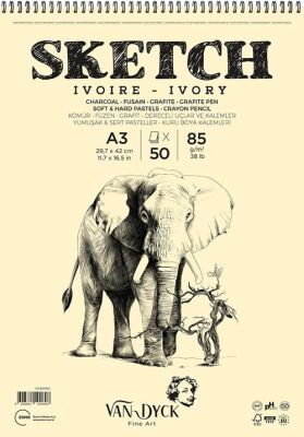 Van Dyck Dokulu A3 Üstten Spiralli 50 Yaprak Sketch Blok - 1