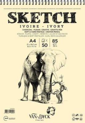 Van Dyck Dokulu A4 Üstten Spiralli 50 Yaprak Sketch Blok - 1