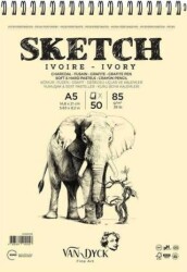 Van Dyck Dokulu A5 Üstten Spiralli 50 Yaprak Sketch Blok - Esmo