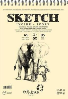 Van Dyck Dokulu A5 Üstten Spiralli 50 Yaprak Sketch Blok - 1