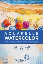 Van Dyck Dokulu Coldpress A3 Üstten Spiralli 20 Yaprak Suluboya Blok - Esmo