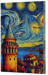 Van Gogh 5 - Galata Çizgili Yan Boyamalı Defter - Vivago Art