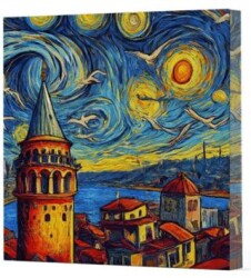 Van Gogh 5 Galata - Çizgisiz Yan Boyamalı Defter - Vivago Art