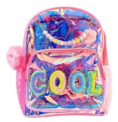 Vest Nakış Sırt Çantası Şeffaf Pembe - Ceren