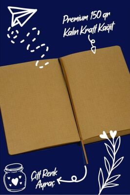 Victoria Journals 124-1631 Bujo Kraft Defter Süet A5 96 yaprak 150 gr Kraft kağıt Noktalı Mavi - 3