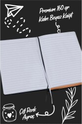 Victoria Journals 124-1640 Bujo Defter Süet A5 96 yaprak 160 gr Beyaz kağıt Cepli Çizgili Siyah - 2