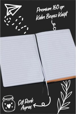 Victoria Journals 124-1640 Bujo Defter Süet A5 96 yaprak 160 gr Beyaz kağıt Cepli Çizgili Siyah - 2