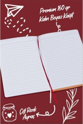 Victoria Journals 124-1642 Bujo Defter Süet A5 96 yaprak 160 gr Beyaz kağıt Cepli Çizgili Kırmızı - 3