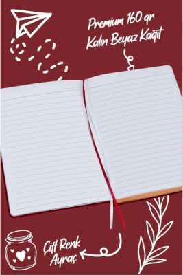 Victoria Journals 124-1642 Bujo Defter Süet A5 96 yaprak 160 gr Beyaz kağıt Cepli Çizgili Kırmızı - 3