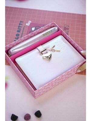 Victoria Journals 525-1970 Hello Kitty Hush Hush Kilitli Defter Ve Vegan Deri Kalemlik Kutulu Set 80 - 1