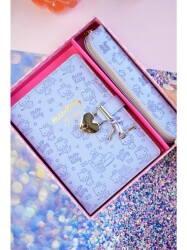 Victoria Journals 525-1972 Hello Kitty Hush Hush Kilitli Defter Ve Vegan Deri Kalemlik Kutulu Set 80 - Victoria Journals