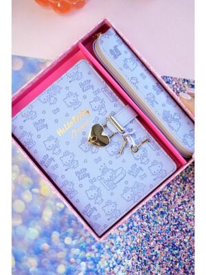 Victoria Journals 525-1972 Hello Kitty Hush Hush Kilitli Defter Ve Vegan Deri Kalemlik Kutulu Set 80 - 1