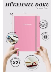 Victoria Journals Premium Sert Kapak Defter A4 100Gr 192Yaprak Çizgili Pembe - 3