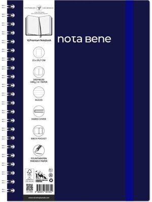 Victoria Journals Spiralli Sert Kapak Defter A4 100Gr 160Yaprak Çizgili Lacivert - 1